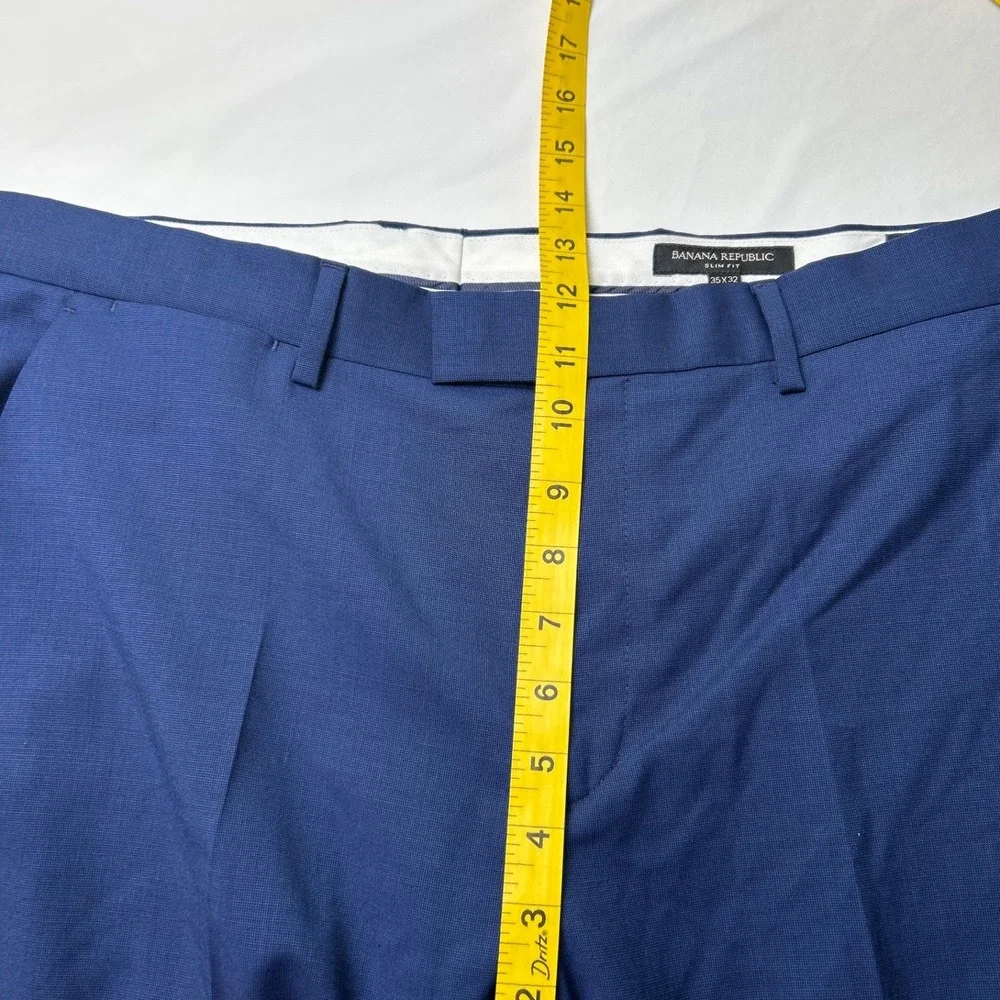 Banana Republic Mens Reda Italian Wool Slim Fit Dress Pants Size 35x32 Navy Blue